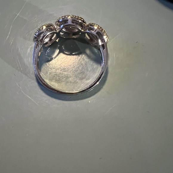 Beautiful Halo Elegant Gold and .925 Silver Women's CZ Pave Ring - Picture 6 of 9